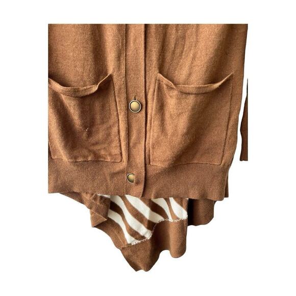 Monse Asymmetrical Cardigan Brown White Stripes Shoulder Cut Out Size Small - Picture 4 of 6
